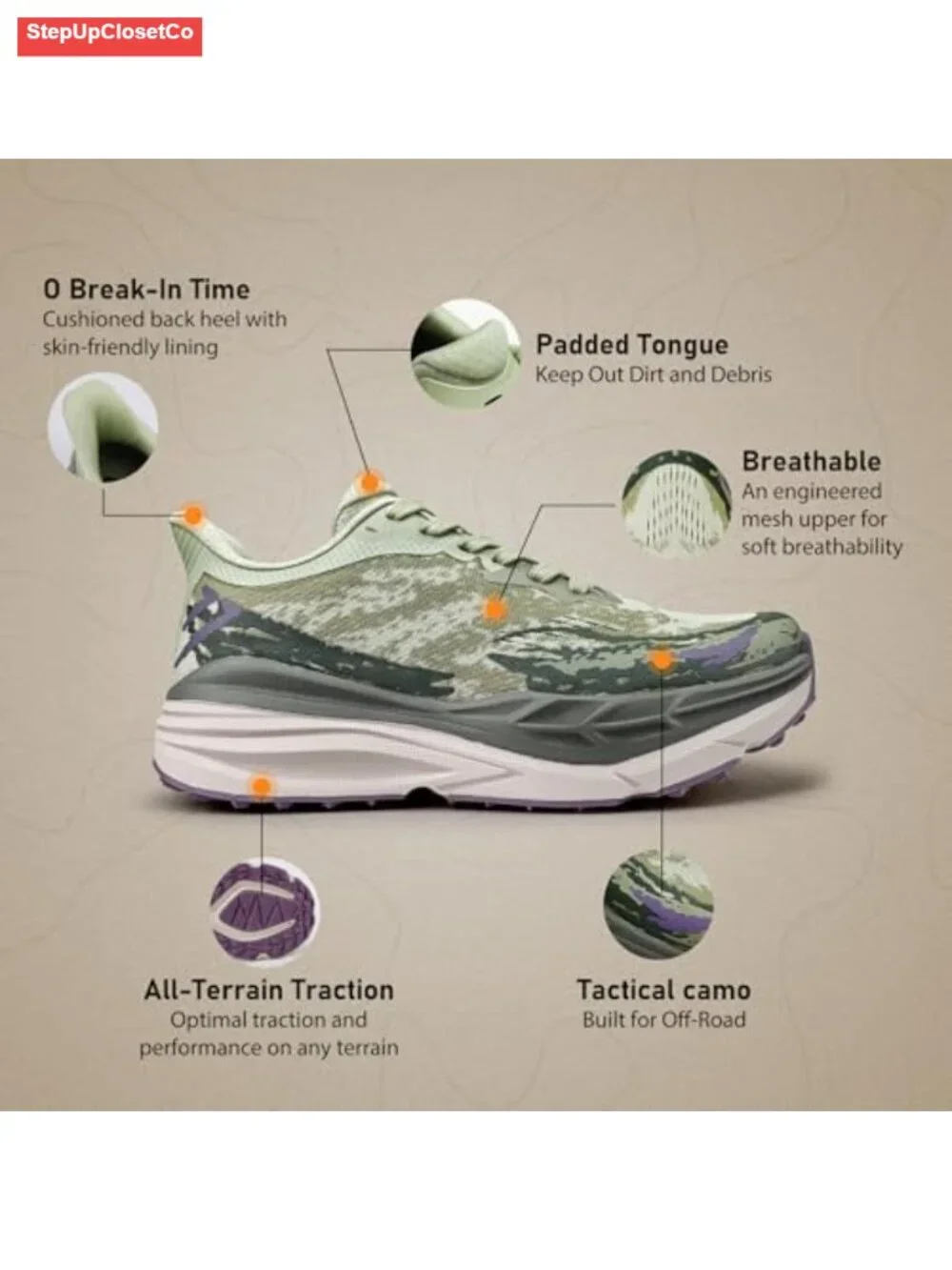 Women's Hiking Shoes Lightweight Breathable Mesh Lace-Up Trail Running Sneakers